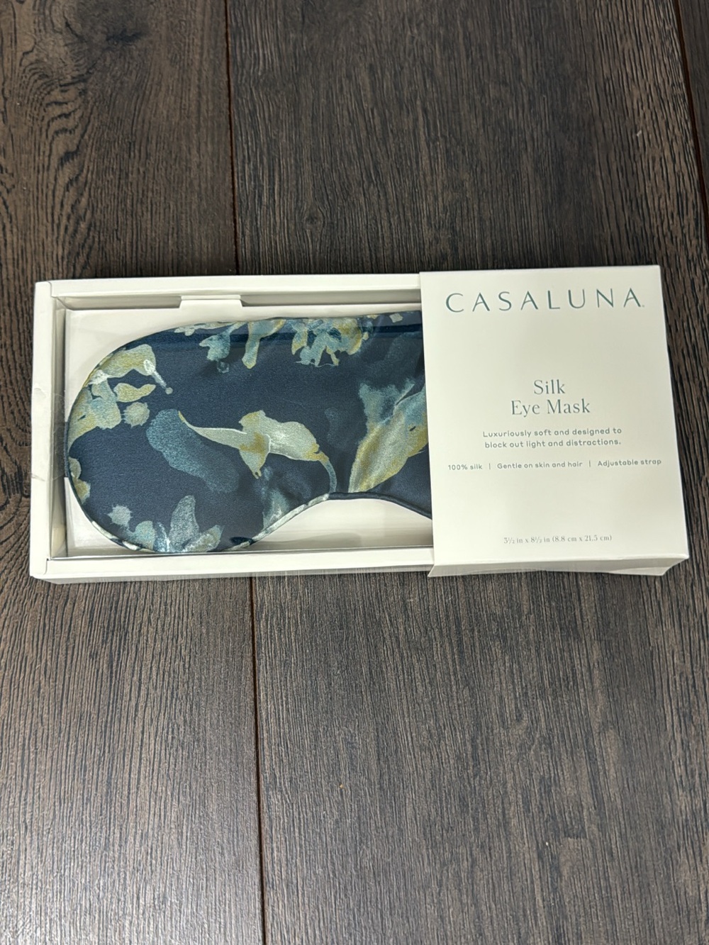 Casaluna Floral Silk Eye Mask - Navy and Sage
